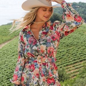 XS Like New Show Me Your Mumu Carrie Collared Dress floral
